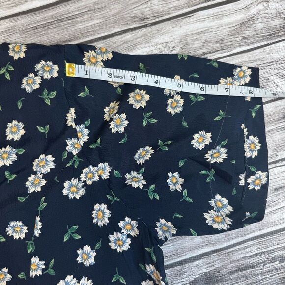 Vinita Women's Floral Button Front Dress VTG Vintage M Med Medium Blue Collared - Picture 9 of 15